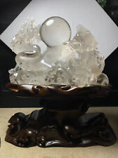 11.88LB Top natural Clear crystal Quartz Carved Crystal dragon heal Gem+stand picture
