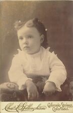 Cabinet Card Antique Photo Beautiful Little Girl Gillingham Colorado Springs CO picture