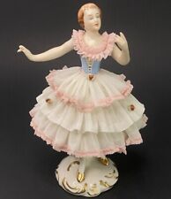 Vintage Dresden Art Lace Ballerina Porcelain Figurine W R Mark Wilhelm Rittirsch picture