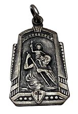 Vintage Catholic Saint Christopher Silver Tone Religious Medal picture