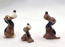 3 miniature porcelain Basset Hound DOG figurines 1