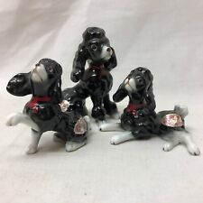 3 Vintage Shiken Black Poodles Porcelain Minature picture