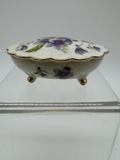 Vintage Trinket Box Ceramic Porcelain Violets Granny Chic picture