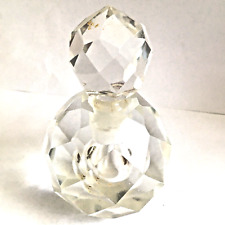 VTG HEAVY FACETED CLEAR CUT CRYSTAL PERFUME BOTTLE GROUND STOPPER 4