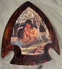 vintage NATIVE AMERICAN indian VARNISHED SOLID WOOD ARROWHEAD WALL HANGING rare picture