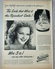 1948 Pepsodent Vintage Print Ad Toothpaste Joan Hyldoft Winning Smile B&W picture