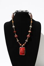 Vintage hand-made necklace Tibet, semi precious stones sterling 12 inch. $285.00 picture
