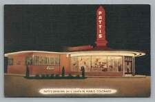 Patti's Drive Inn Restaurant PUEBLO Colorado Vintage Linen Postcard ~1940s picture