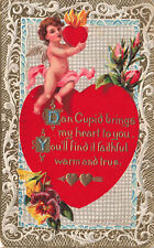 VINTAGE VALENTINE POSTCARD DAN CUPID BRINGS MY HEART TO YOU 011623 S picture