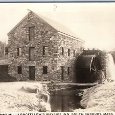 c1930s Sudbury MA Waterwheel RPPC Grist Mill Longfellow's Wayside Inn Photo A259 picture