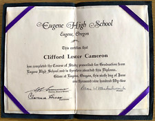 1952 DIPLOMA vintage graduation certificate EUGENE HIGH SCHOOL - Eugene, Oregon picture