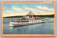 MV Mount Washington Weirs Lake Winnipesaukee New Hampshire Flag VTG UNP Postcard picture