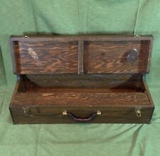 Antique Large Wooden Carpenter's Tool Box Chest with Brass Corners & Inner Tray picture