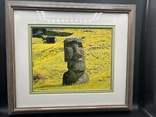 Vintage Framed Professional Photograph Moai Head Easter Island  Tiki picture