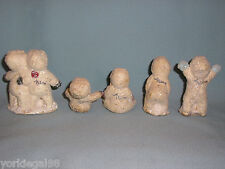 Teena Flanner Authentic Original 5 Primitive Christmas Snowbabies Figurines picture
