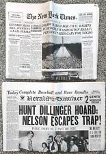 Two Reprint Newspapers NY Times MLK Dream Speech, Chicago Herald Dillinger Death picture