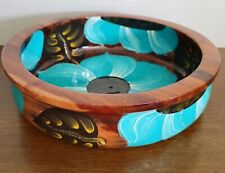 Beautifully Crafted Hand Painted Decorative Mesquite Wooden Bowl Signed picture