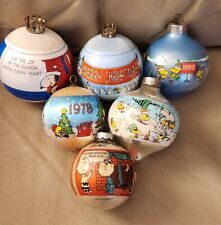 Vintage Snoppy/Peanuts Christmas Ornaments (6) Lot 1978, 1983, 1984, 1986, 1987 picture