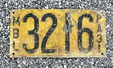Vintage 1931 Motorboat Pennsylvania License Plate Dusty Barn Find MBL picture
