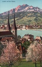 Switzerland, Luzern Und Der Pilatus Mountain Peaks Castles Lake Vintage Postcard picture