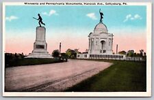 Minnesota Pennsylvania Monuments Hancock Ave Gettysburg PA WB Postcard UNP VTG picture