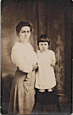 RPPC Real Photo Postcard Woman and child Shattuck, Oklahoma Sad Christmas Tree picture