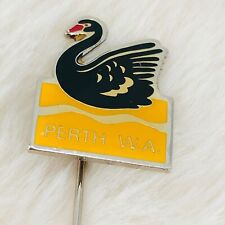 Vtg Perth Western Australia Souvenir Enamel Black Swan Lapel Pin picture