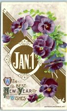 Postcard - January 1, With Best New Year Wishes - Flower Art Print picture