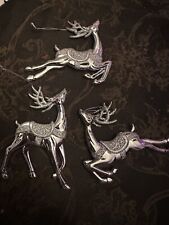 Reindeer Christmas Ornaments Silver Glittered Plastic picture