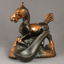 ABBOTWARES Vintage COPPER Metal Art Deco HORSE Figurine Pipe Rest picture