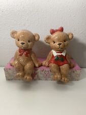 Vintage shelf sitters figurine Teddy Bear Ceramic Christmas Set picture