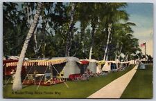 Florida~Path In Trailer Camp Scene~US Flag~PM 1949~Curteich Vtg Linen Postcard picture