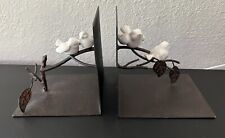 Beautiful Pair Metal Birds on Branch Vintage Bookends picture