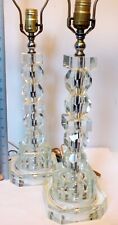 AMAZING PAIR ART DECO CRYSTAL LAMPS Large Faceted   30