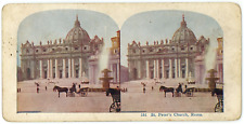 c1890's Color Stereoview Card 151 St. Peter's Church in Rome Italy picture
