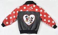 Rare Vintage Disney Mousekouture Child's 6X Leather Bomber Jacket M Julian picture