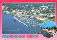 AERIAL OF FERNANDINA BEACH BOAT HARBOR POSTCARD AMELIA ISLAND FL FLORIDA picture