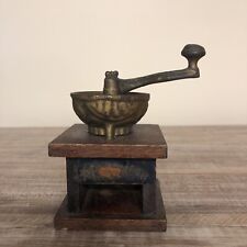 Miniature Antique/Vintage Wood And Metal Toy Coffee Mill Grinder 4.25” READ picture