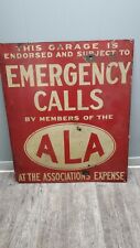 Vintage Porcelain ALA Service Sign Emergency Calls And Bullet Holes Heavy  picture