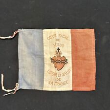 Original WW1 French Sacred Heart Of Jesus Linen Flag Patriotic  picture