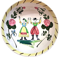 Pennsylvania Dutch Folk Art 10 In. Serving Bowl Hand-Painted Japan Vintage picture