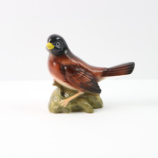 Vintage Pacific Japan Brown & Black Little Bird with Yellow Beak Figurine 3.5