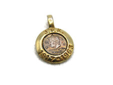 J.F.K. 1917-1963 Charm Necklace Pendant Vintage & Gold Tone picture
