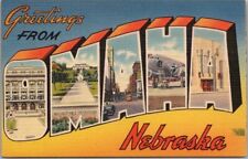 Vintage 1950s OMAHA, Nebraska Large Letter Postcard Multi-View - Tichnor Linen picture