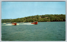 c1960s Speed Boats Lake Geneva Wisconsin Vintage Postcard picture