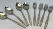 Vintage Style House Fancy Free (4) Salad Forks (4) Tablespoons Floral Stainless picture