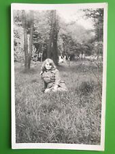 Beautiful Girl On the Grass Cute Pretty Attractive Young Woman Vintage Photo picture