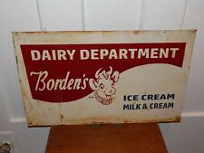 Vintage Borden’s Dairy Department Ice Cream Milk & Cream Metal Sign picture