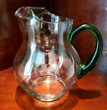 LIBBEY CRISA MARGARITA CLEAR GLASS PITCHER W/ GREEN HANDLE picture