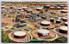 Postcard AR El Dorado Arkansas Lion Oil Refinery c1940's Linen AN20 picture